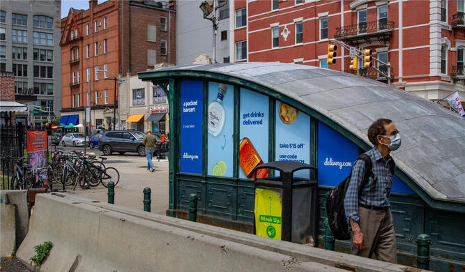 Hoboken Path Campaign- delivery.com x Diageo App Download Campaign- Creative was featured on geo targeted PATH Trains, LinkNYC kiosks, email, social media, and on-site banners. Campaign Concept: Caroline Hass Design: Jessica Craft