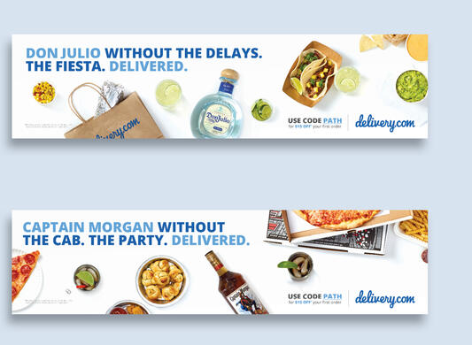 User acquisition campaign- promoting food and liquor verticals with Diageo Liquor Portfolio- Creative was featured on geo targeted PATH Trains, LinkNYC kiosks, email, social media, and on-site banners. Campaign Concept: Caroline Hass Design: Jessica Craft